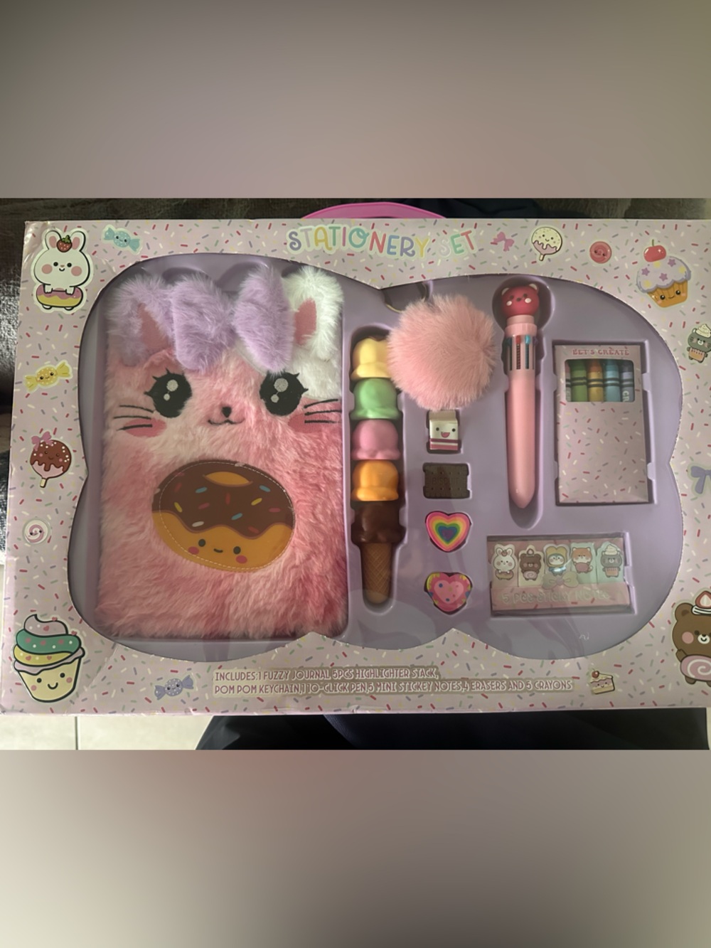 Plush Pink Bunny Stationery Set for Kids